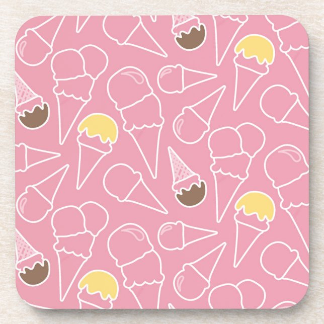 Summer Ice Cream Pattern Drink Coaster (Front)