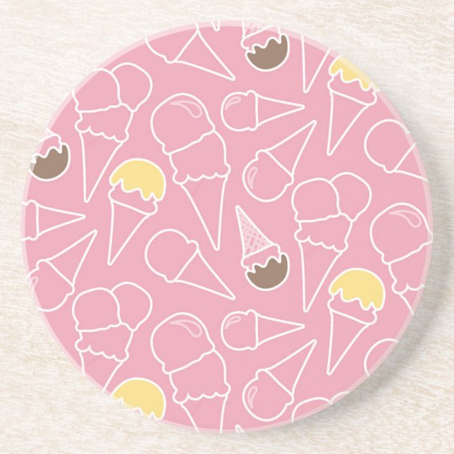 Summer Ice Cream Pattern Drink Coaster (Front)