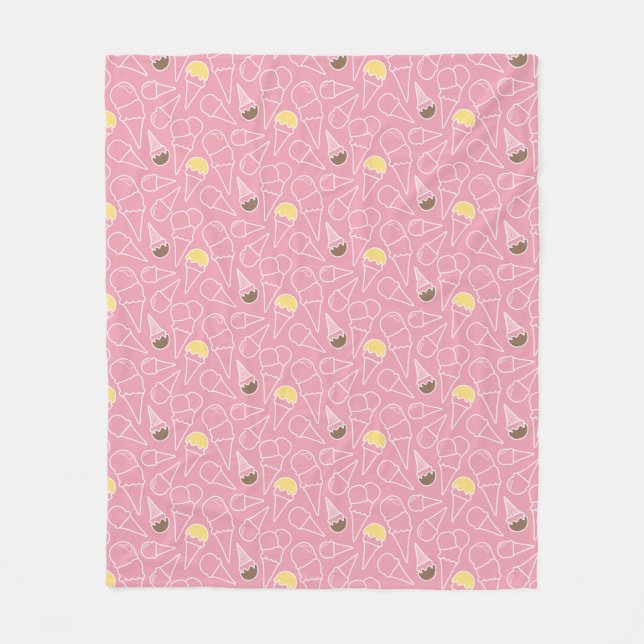 Summer Ice Cream Pattern Fleece Blanket (Front)