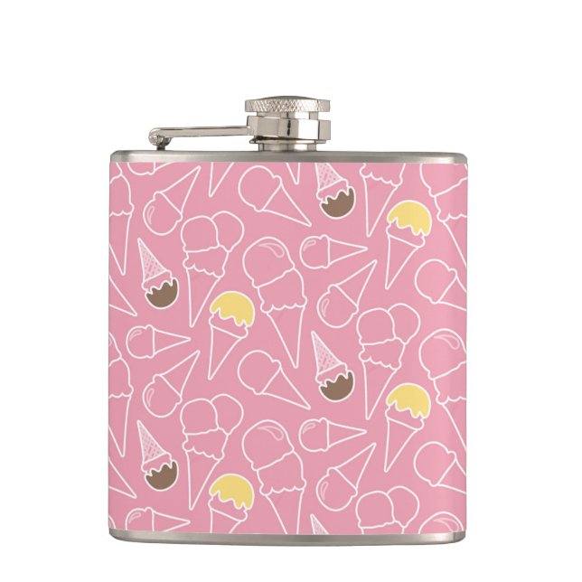 Summer Ice Cream Pattern Hip Flask (Front)