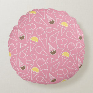 Summer Ice Cream Pattern Round Pillow