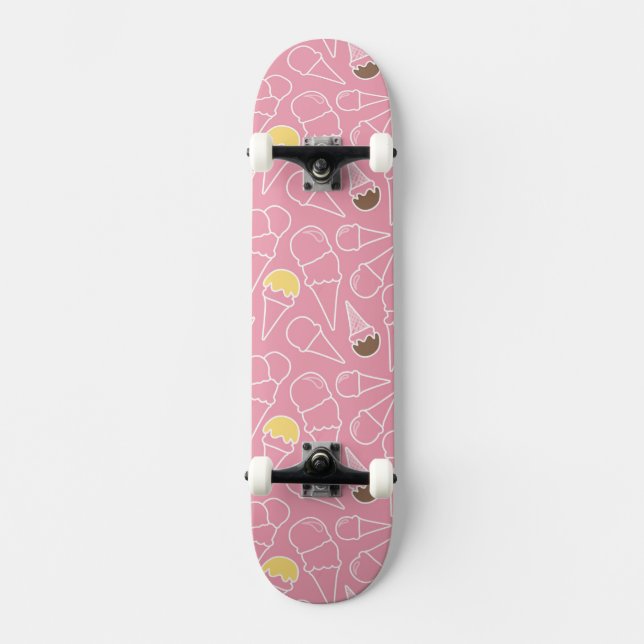 Summer Ice Cream Pattern Skateboard Deck (Front)