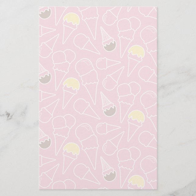 Summer Ice Cream Pattern Stationery (Front)