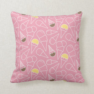Summer Ice Cream Pattern Throw Pillow