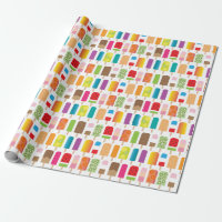 Summer Ice Cream Popsicles Frozen Dessert Treats Wrapping Paper