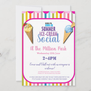 summer ICE-CREAM SOCIAL fundraising event Invitation