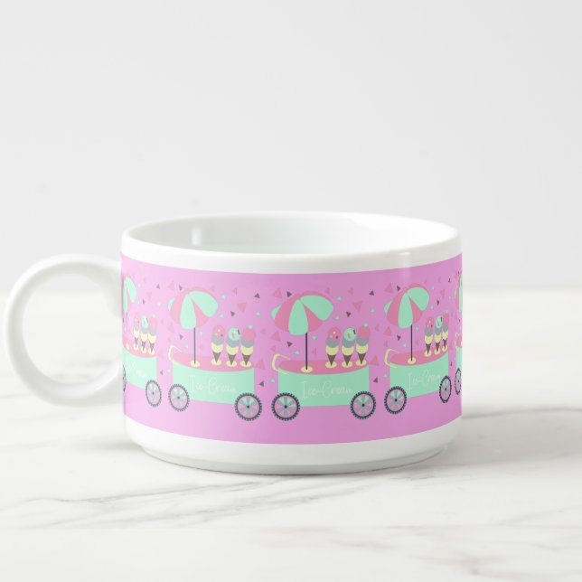 Summer Ice Cream Stand Pattern Pink Bowl (Right)