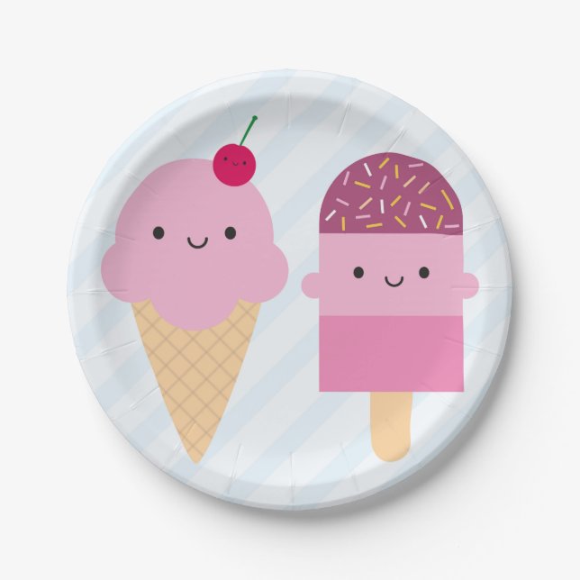 Summer Ice Cream Treats Paper Plates (Front)