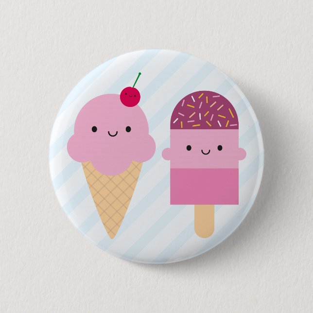 Summer Ice Cream Treats Pinback Button (Front)