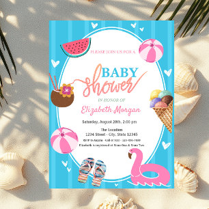 Summer Ice cream Watermelon Pool Toys Baby Shower Invitation