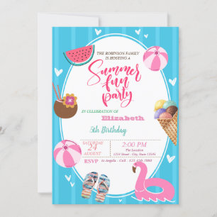 Summer Ice cream Watermelon Pool Toys Birthday Invitation