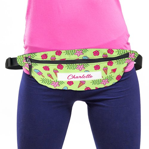 Summer Ice Creams and Flowers Celery Green  Fanny Pack