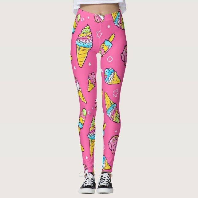 Summer Ice Creams Flavors Leggings (Front)