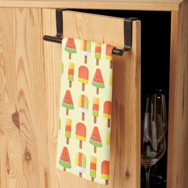 Summer Ice Lollies Pattern Kitchen Towel (Thirds Fold)