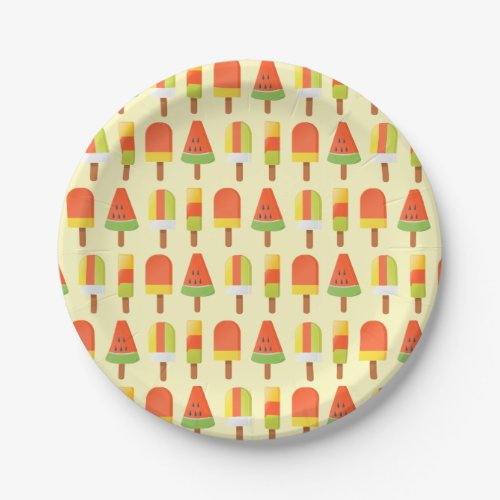 Summer Ice Lollies Popsicles Pattern Paper Plates