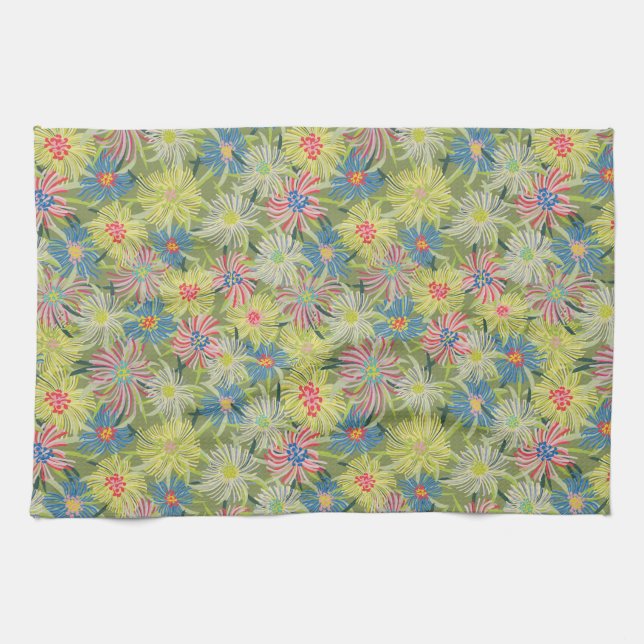 Summer Ice Plant Botanical-larger version Kitchen Towel (Horizontal)