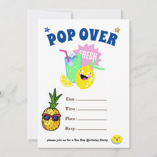 Summer Ice Pop Ice Cream Birthday Kids Invitation