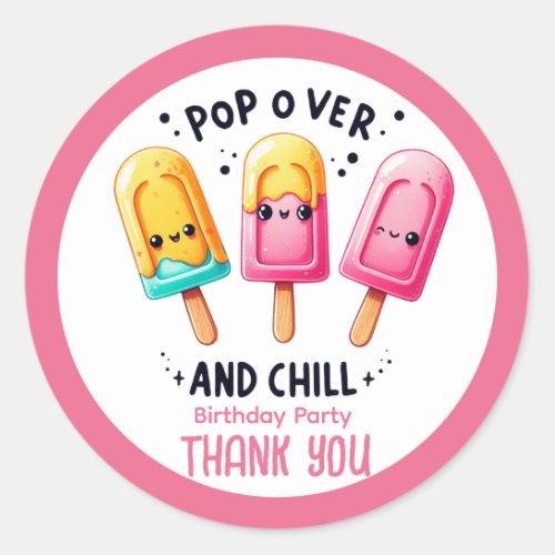 Summer Ice Pop Popsicle Ice Cream Birthday Kids Classic Round Sticker