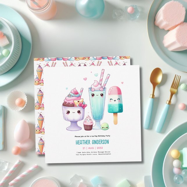 Summer Ice Pop Popsicle Ice Cream Birthday Kids Invitation (Creator Uploaded)
