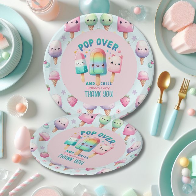 Summer Ice Pop Popsicle Ice Cream Birthday Kids Paper Plates (Creator Uploaded)