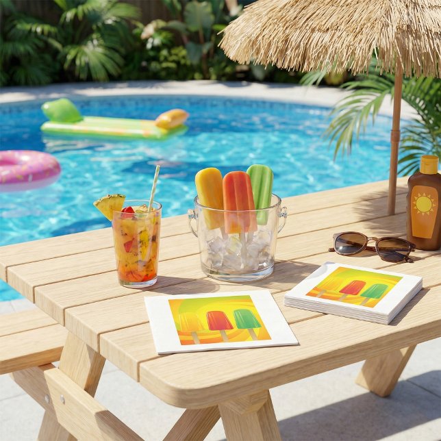 Summer Ice Pops Trio Bright Popsicles Napkins (Creator Uploaded)