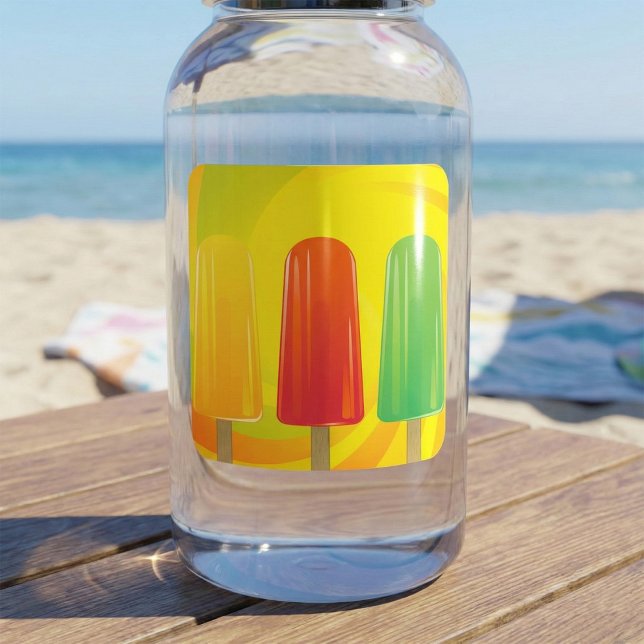 Summer Ice Pops Trio Bright Popsicles Square Sticker (Creator Uploaded)