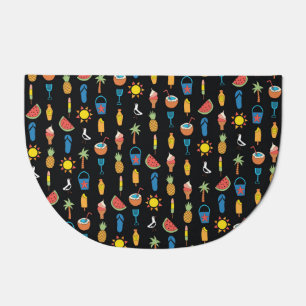 Summer Icons Black Seamless Background Doormat