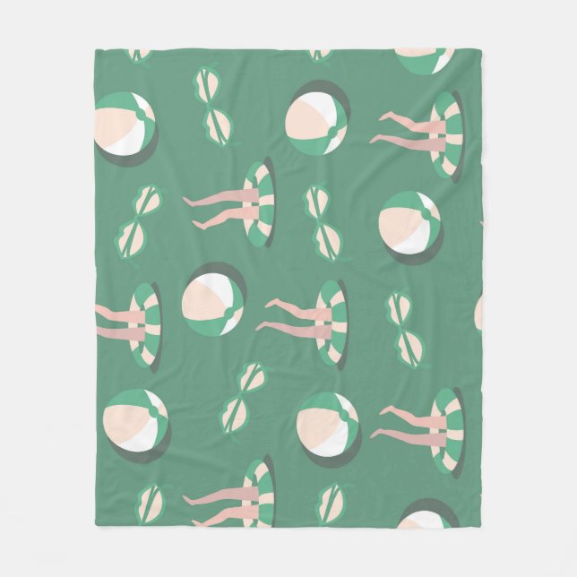 Summer Icons: Vintage Seamless Repeat Fleece Blanket (Front)