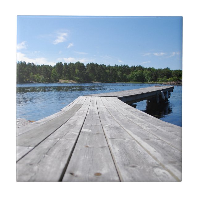 Summer idyll on a lonely Swedish fjord Tile (Front)