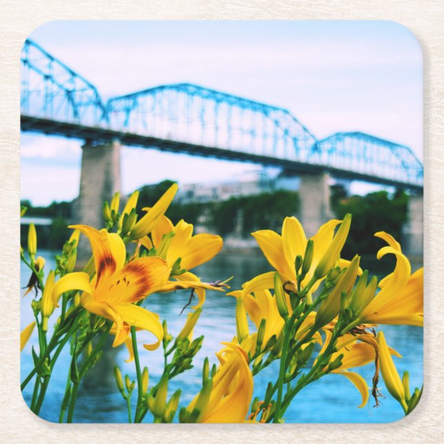 Summer in Chattanooga - Walnut Street Bridge  Square Paper Coaster (Front)
