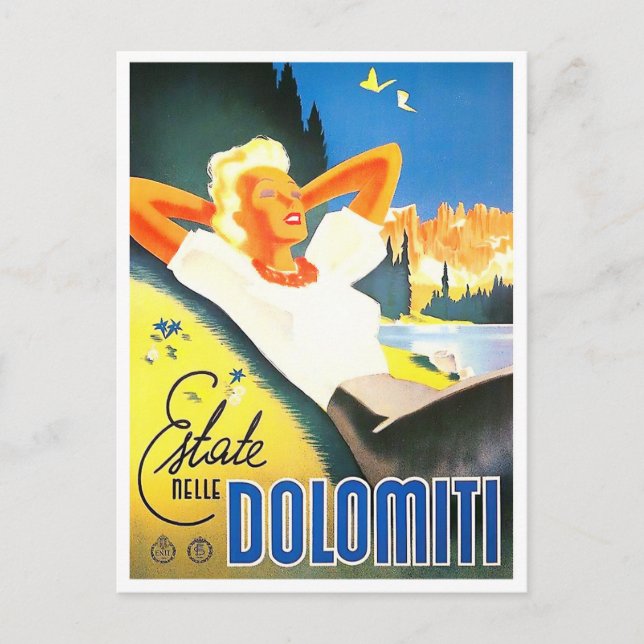 Summer in Dolomites Italy vintage travel Postcard (Front)