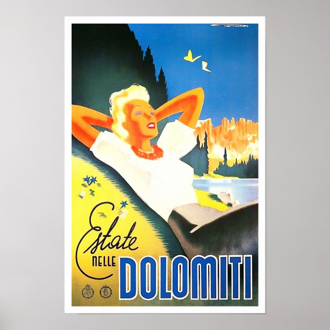 Summer in Dolomites Italy vintage travel Poster (Front)