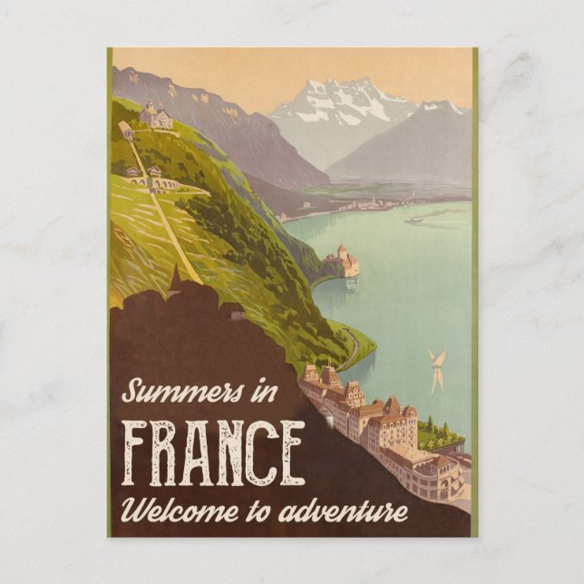 Summer in France, Landscape View on Mountains Postcard (Front)