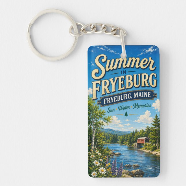 Summer in Fryeburg Maine Rectangle Acrylic Keychain (Front)