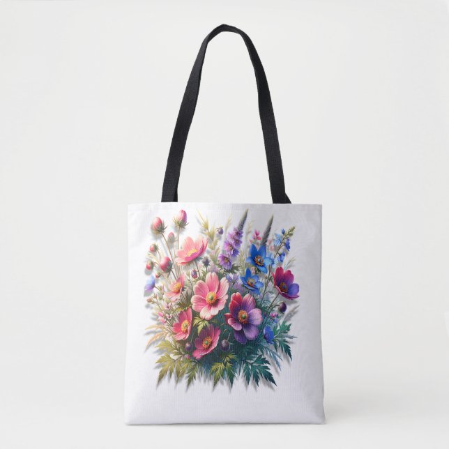 Summer In Full Bloom Floral Tote Bag (Front)