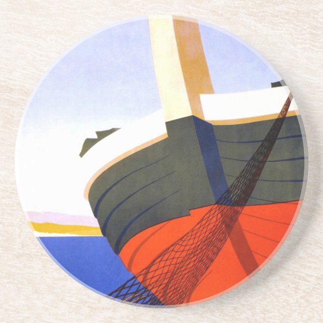 Summer in Italy Vintage Travel Drink Coaster (Front)