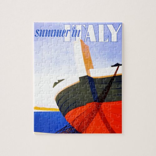 Summer in Italy Vintage Travel Illustration Jigsaw Puzzle