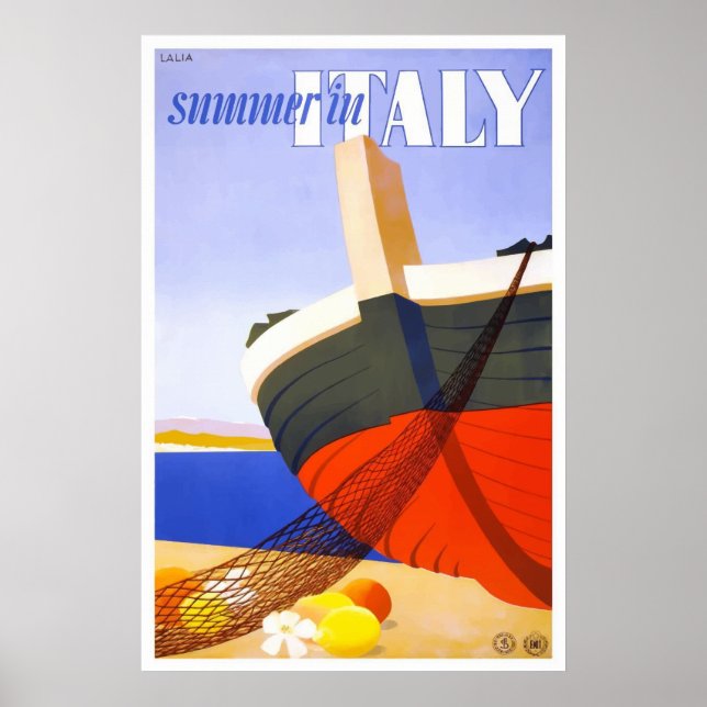 Summer in Italy Vintage Travel Poster (Front)