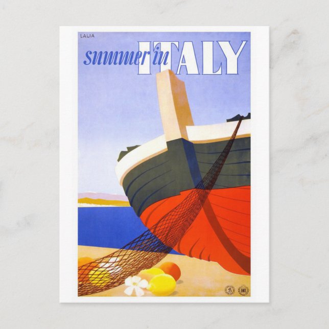 "Summer in Italy" Vintage Travel Poster Postcard (Front)