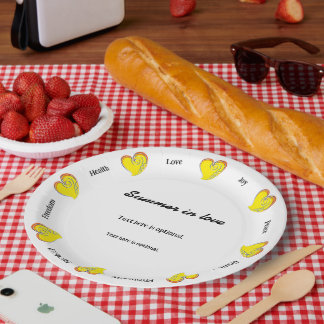 Summer in Love -Beach or Lake- Custom Text Center Paper Plates