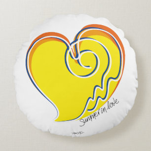 Summer in Love - Sun & Beach Heart Round Pillow