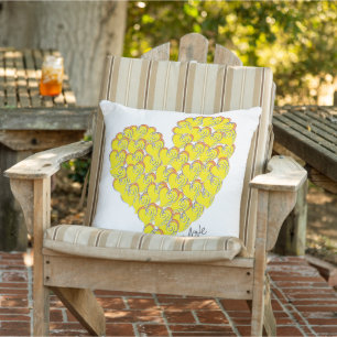 Summer in Love - Sun & Beach Hearts Outdoor Pillow