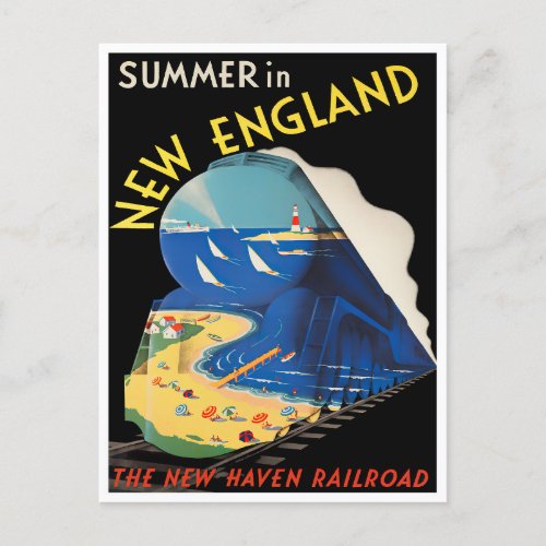 Summer in New England vintage travel postcard