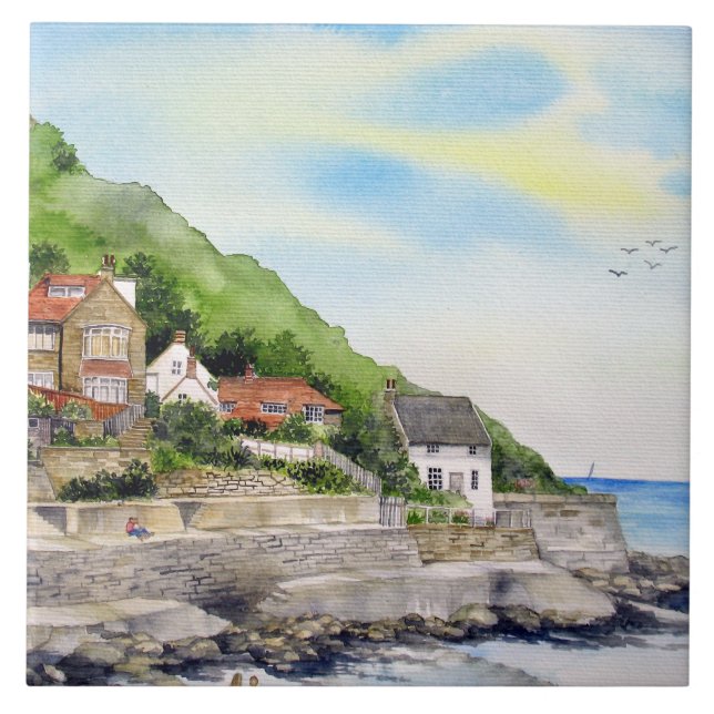 Summer in Runswick Bay England Farida Greenfield Ceramic Tile (Front)