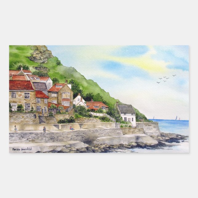 Summer in Runswick Bay England Farida Greenfield Rectangular Sticker (Front)