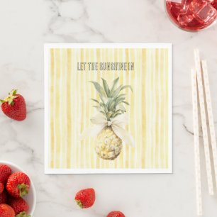 Summer in the Sun Yellow Stripes Pineapple Napkins