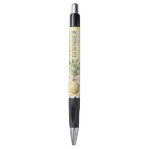 Summer in the Sun Yellow Stripes Pineapple Pen