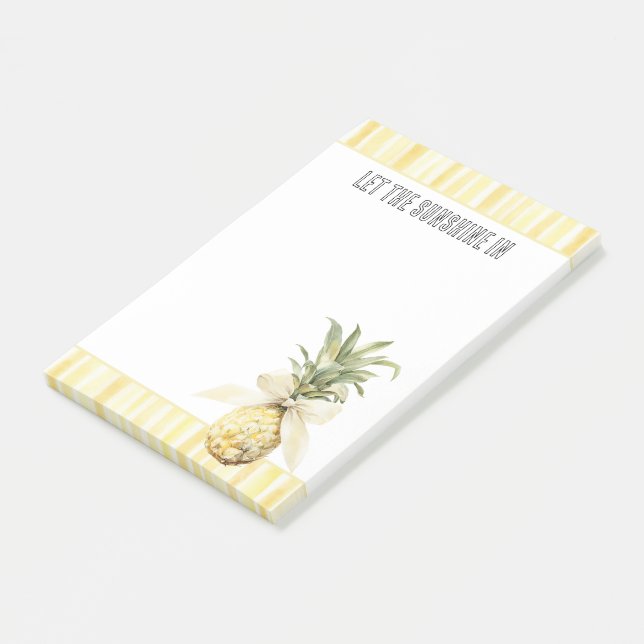 Summer in the Sun Yellow Stripes Pineapple Post-it Notes (Angled)