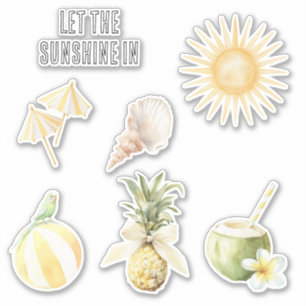 Summer in the Sun Yellow Stripes Pineapple Sticker
