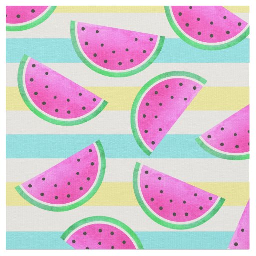 Summer Inspired Pink Watermelons Fun Pattern Fabric